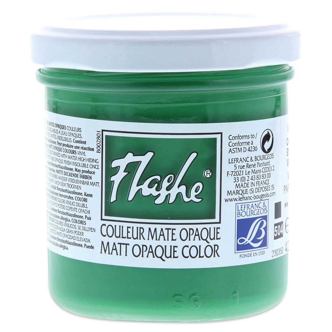 Lefranc & Bourgeois Flashe Vinyl Paint - Chrome Green, 125 ml jar